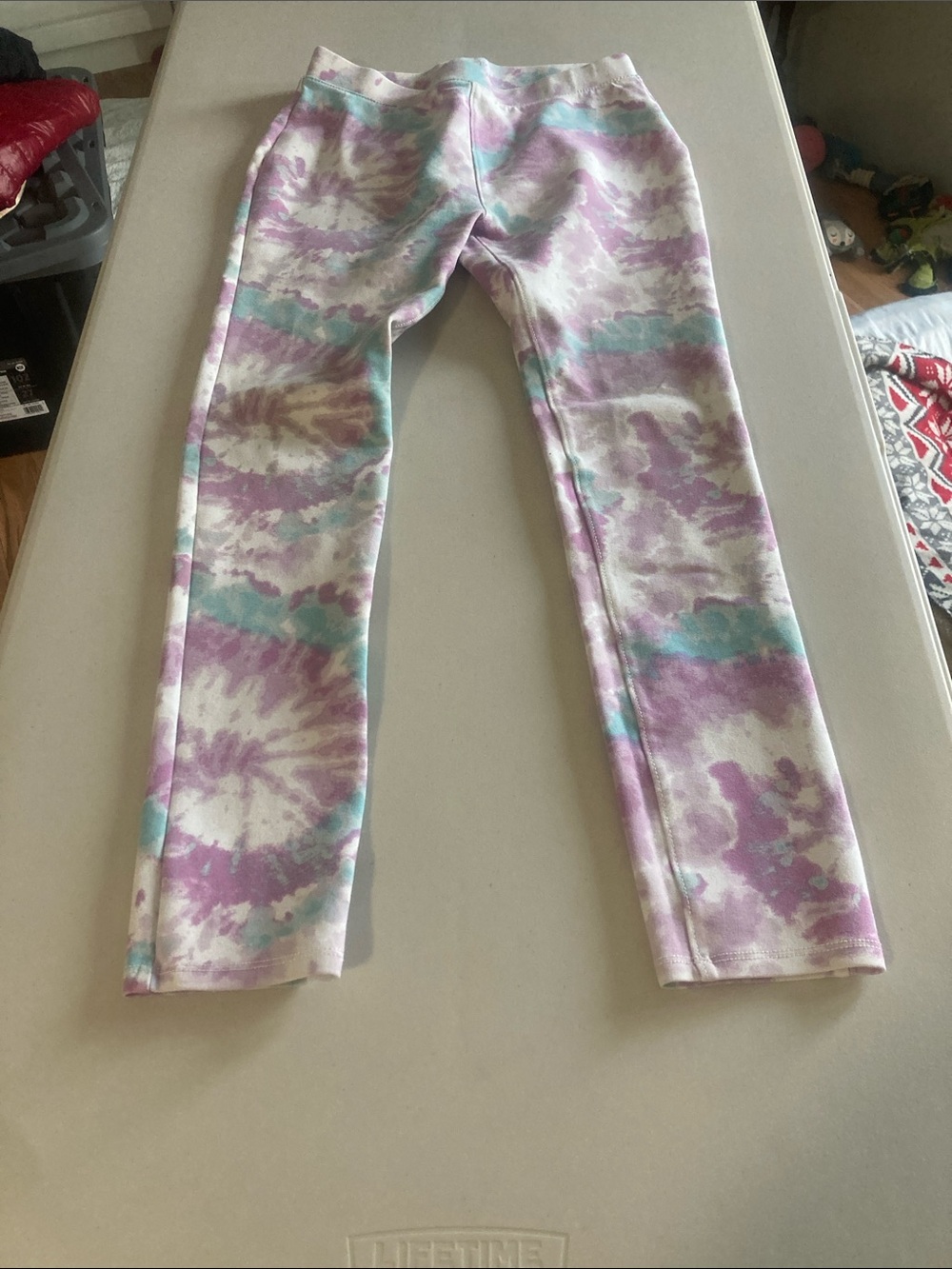 Place Girls Pastel Tie-Dye Leggings in Purple, Teal & White